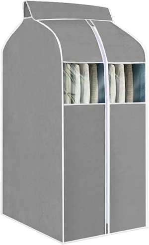 Garment Bag Organizer Storage with Clear PVC Garment Rack Cover Well-Sealed Hanging Closet Cover for Suits Coats Jackets,23.6x18.9x47.2in/Grey Dust cover