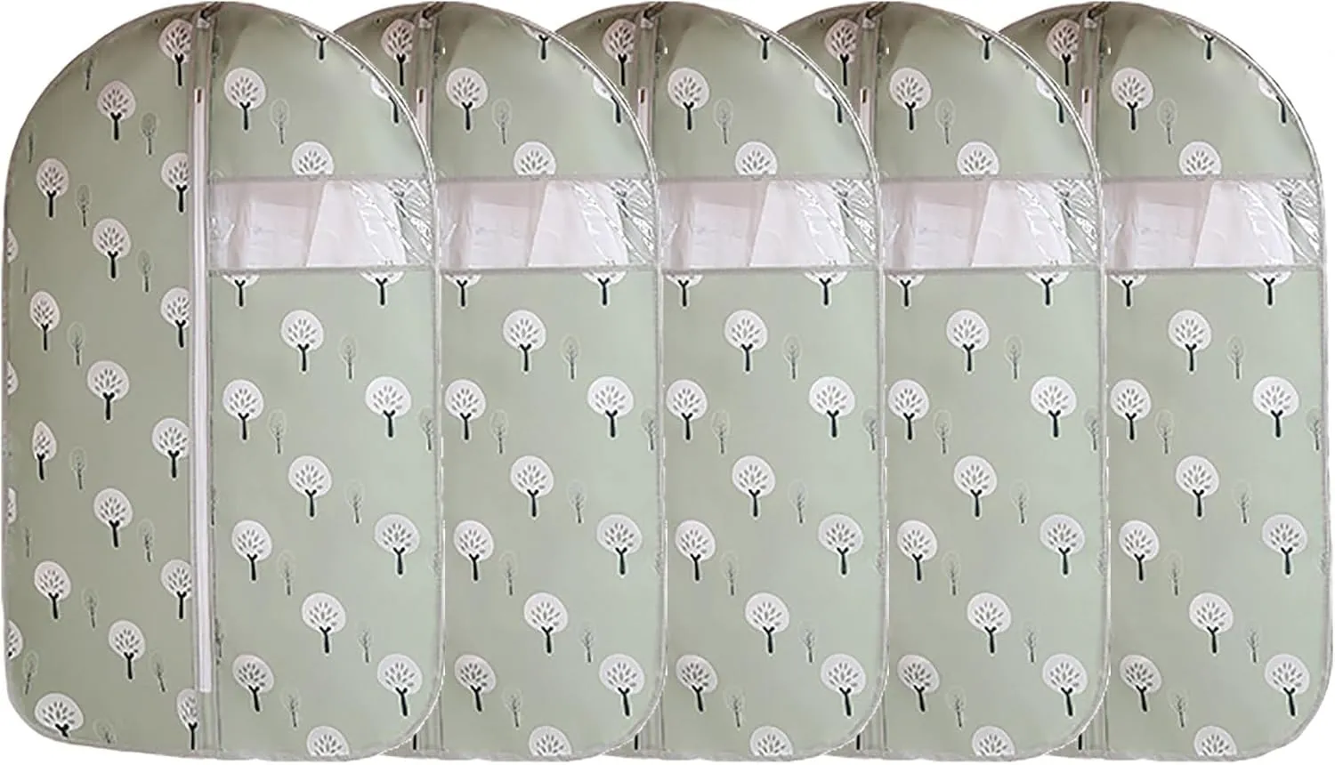Garment Bags, 5 Pcs Printed Suit Bag with Zipper and Clear Window for Suits, Dresses, Jackets, Shirts, Oxford Cloth Fabric(60x120cm/24x47in)