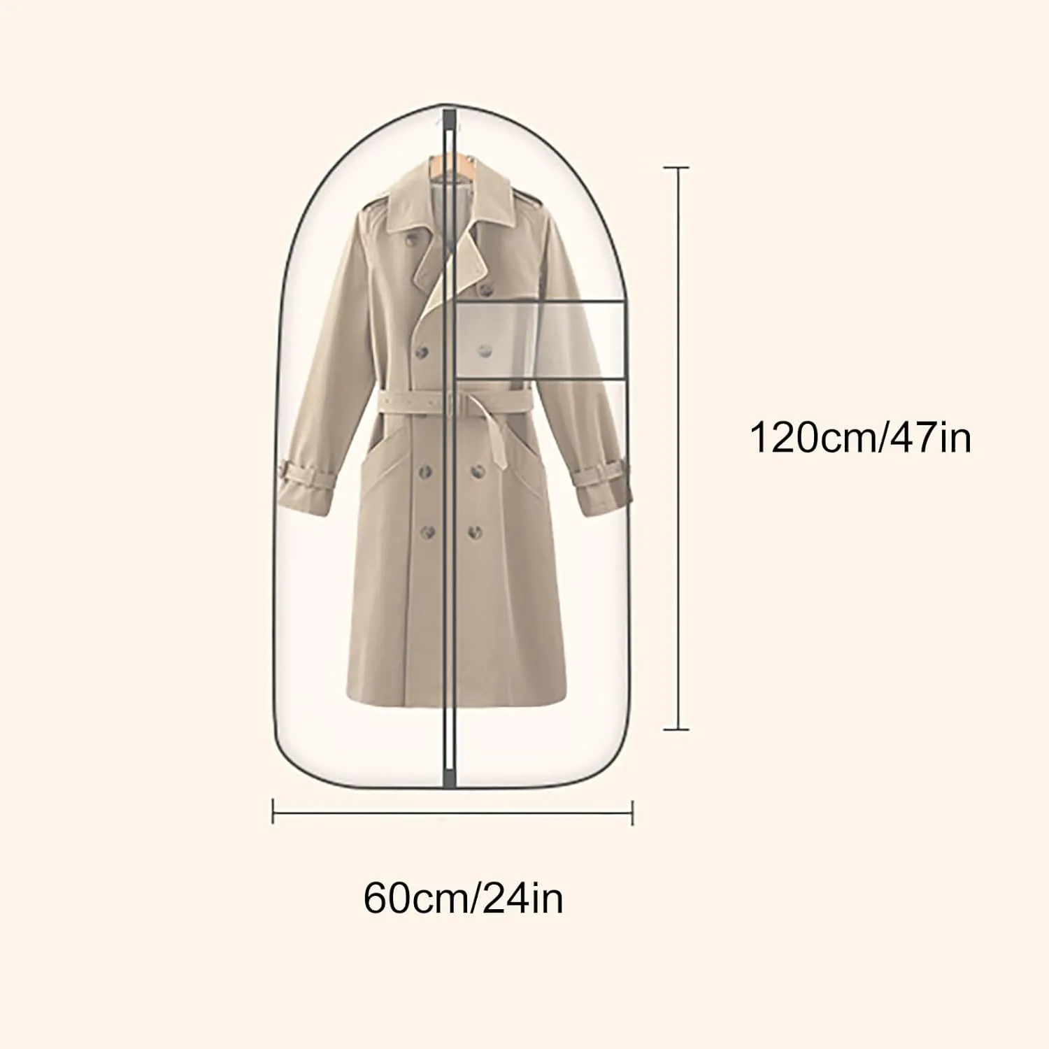 Garment Bags, 5 Pcs Printed Suit Bag with Zipper and Clear Window for Suits, Dresses, Jackets, Shirts, Oxford Cloth Fabric(60x120cm/24x47in)
