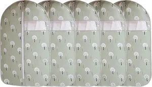 Garment Bags, 5 Pcs Printed Suit Bag with Zipper and Clear Window for Suits, Dresses, Jackets, Shirts, Oxford Cloth Fabric(60x120cm/24x47in)
