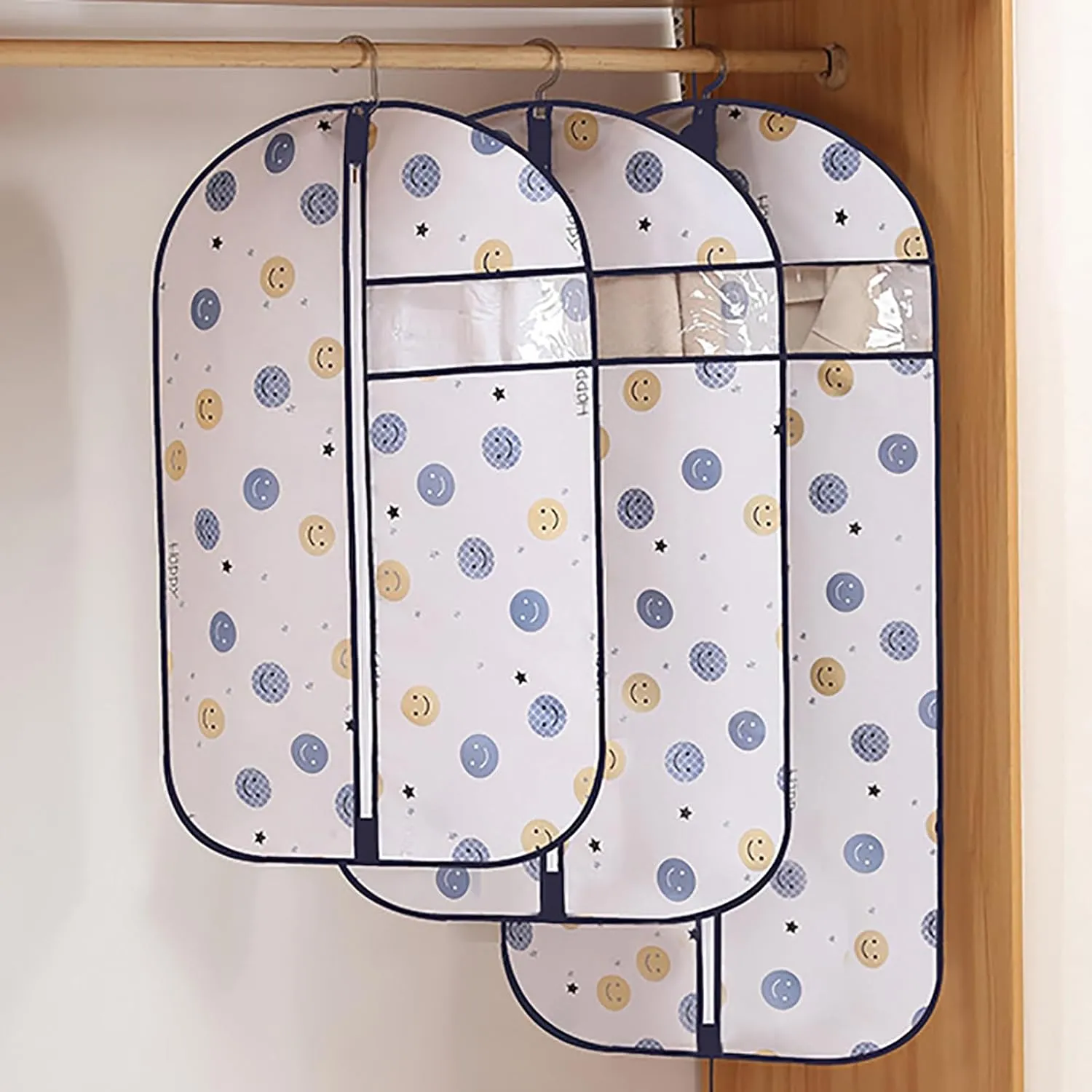 Garment Bags with Clear Window, 5 Pcs Printed Suit Bag Garment Cover for Suits, Dresses, Jackets, Shirts, Oxford Cloth Fabric(60x120cm/24x47in)
