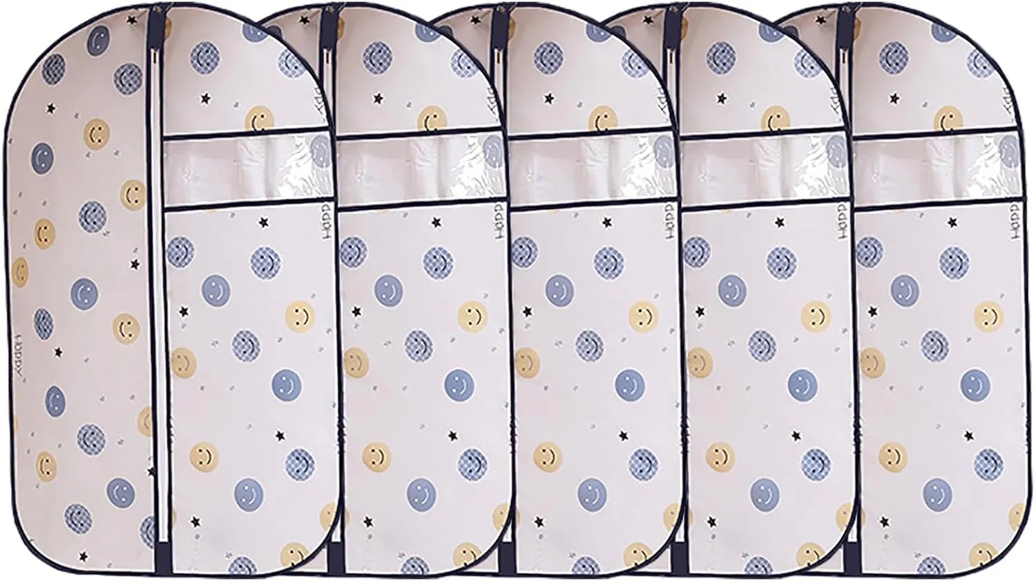 Garment Bags with Clear Window, 5 Pcs Printed Suit Bag Garment Cover for Suits, Dresses, Jackets, Shirts, Oxford Cloth Fabric(60x120cm/24x47in)