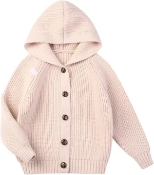 Girls Hooded Cardigan for Kids 4-12 Years, Oversized Long Sleeve Button-Up Knit Sweater, Cozy Indoor & Outdoor Wear