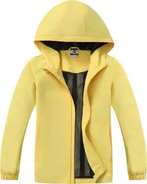 Girls Outdoor Lightweight Rain Jacket Kids Waterproof Breathable Mesh Lined Raincoat