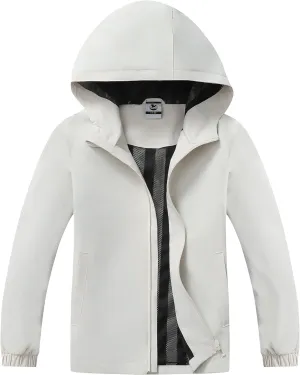Girls Outdoor Lightweight Rain Jacket Kids Waterproof Breathable Mesh Lined Raincoat