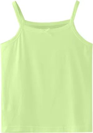 Girls Soild Basic Camisole Top Spaghetti Strap Basic Crew Neck Y Back Toddler Kids Sports Dance Tank Top