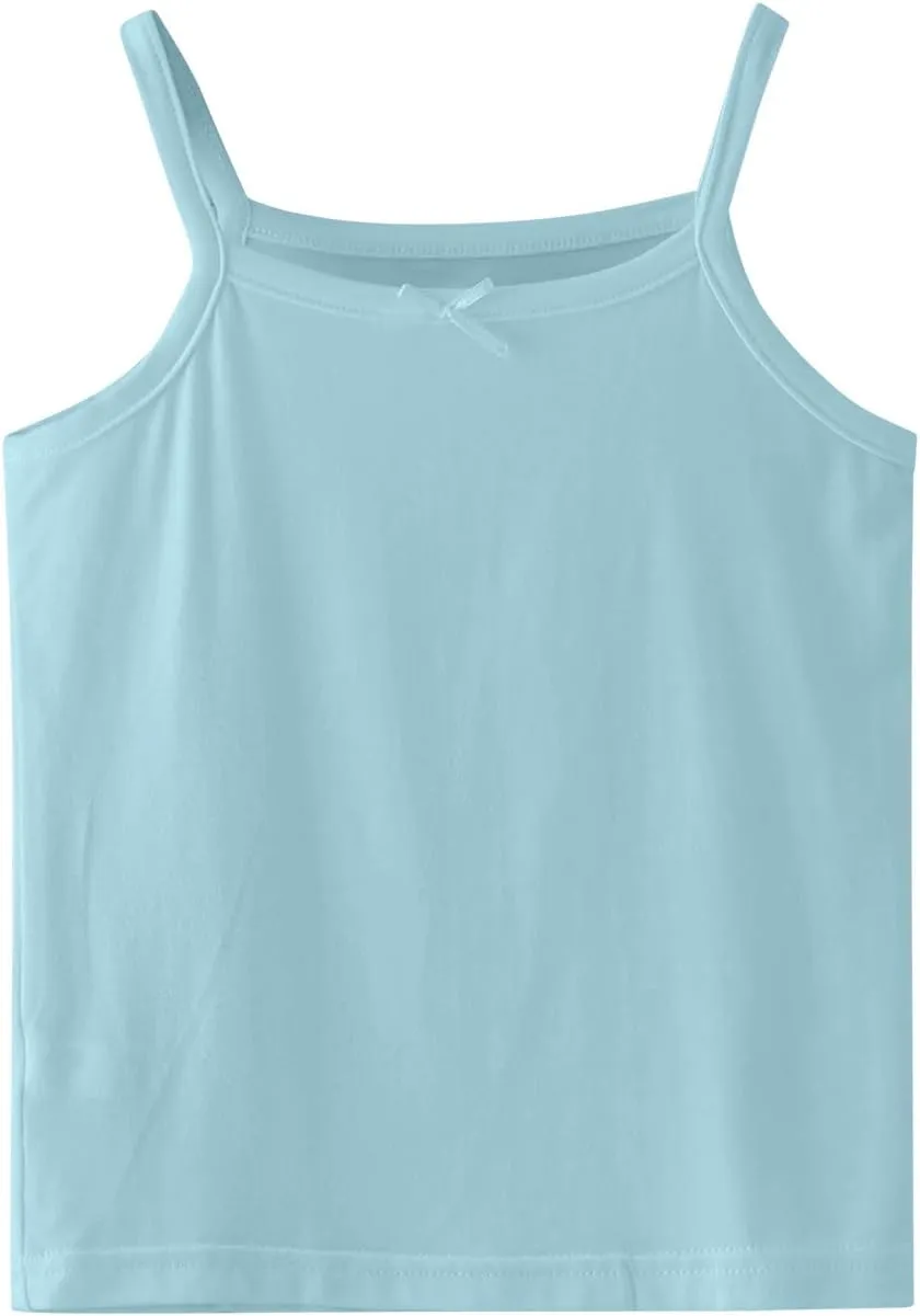 Girls Soild Basic Camisole Top Spaghetti Strap Basic Crew Neck Y Back Toddler Kids Sports Dance Tank Top
