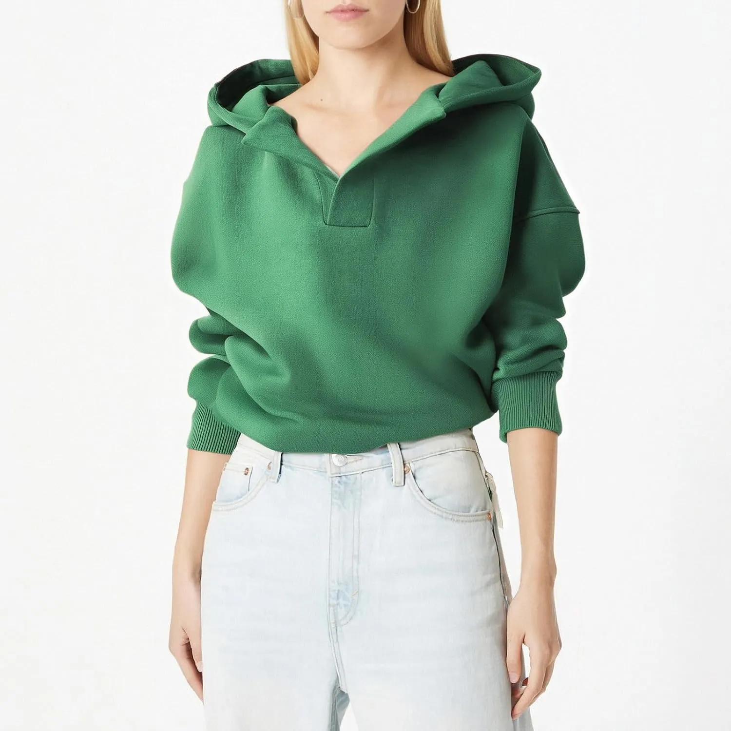 Gladtbser Women's Loose Casual Hoodies Sport Pullover Oversized Cozy Hooded Sweatshirt Fall Winter Outfits Long Sleeve Tops