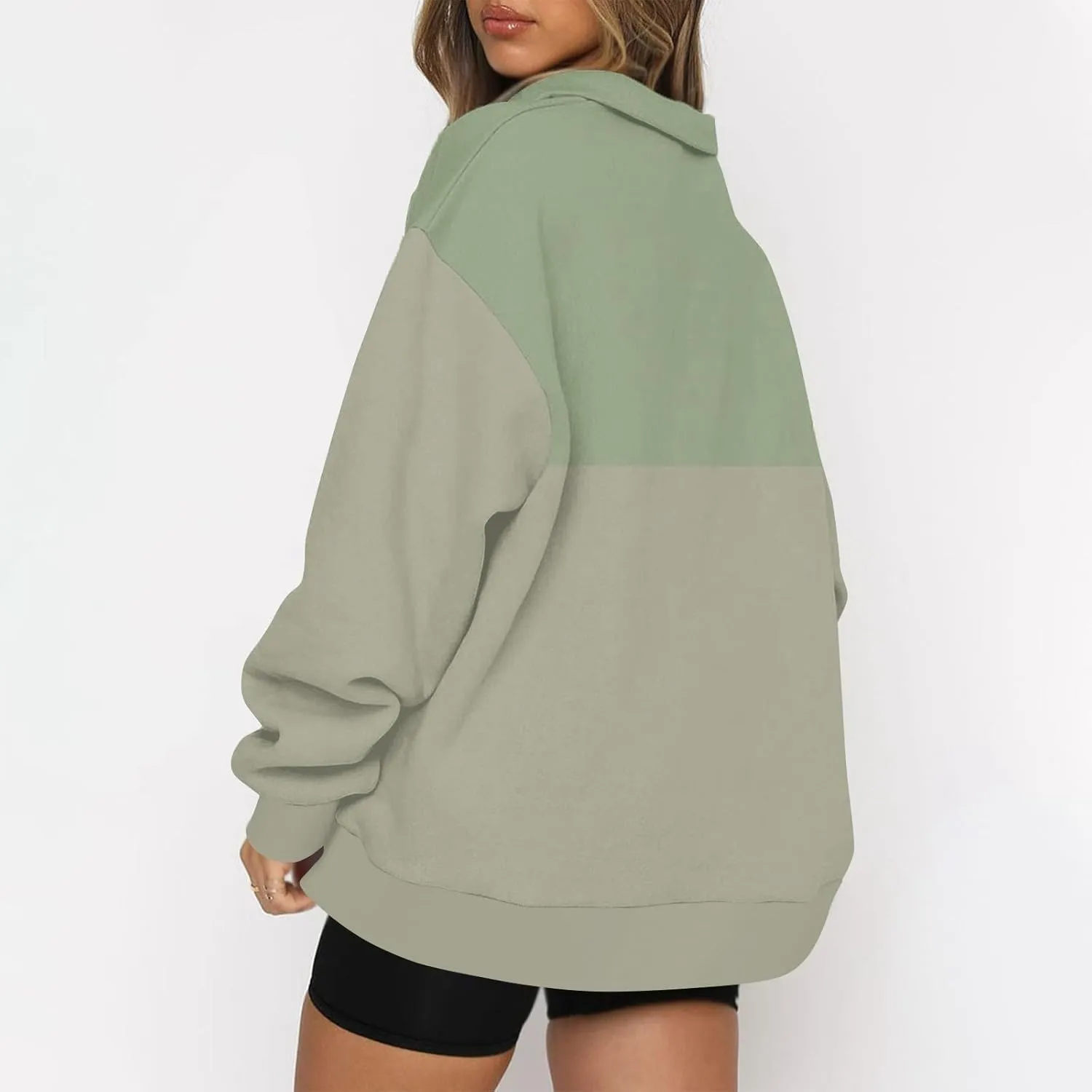 GOFULY 1/4 Zip Pullover Women Fall Color Block Oversized Sweatshirt Sexy Long Sleeve Pullover Tops Winter Cute Outfits 2024