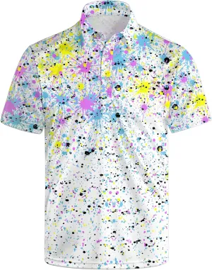 Golf Polo Shirts for Men Moisture Wicking Quick Dry Mens Golf Shirts 4-Way Stretch Funny Polo Short Sleeve
