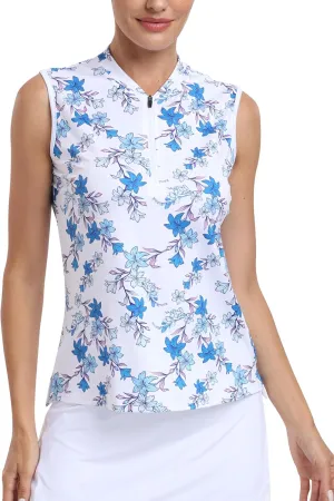 Golf Polo Shirts for Women Slim Fit Woman Sleeveless Sports Shirts Quick Dry Athletic Tank Tops for Tennis Work