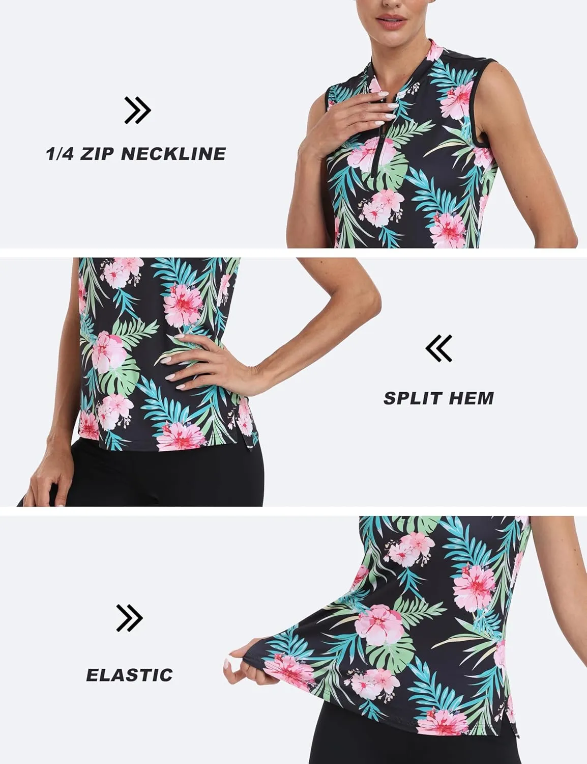 Golf Polo Shirts for Women Slim Fit Woman Sleeveless Sports Shirts Quick Dry Athletic Tank Tops for Tennis Work
