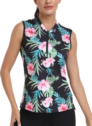 Golf Polo Shirts for Women Slim Fit Woman Sleeveless Sports Shirts Quick Dry Athletic Tank Tops for Tennis Work