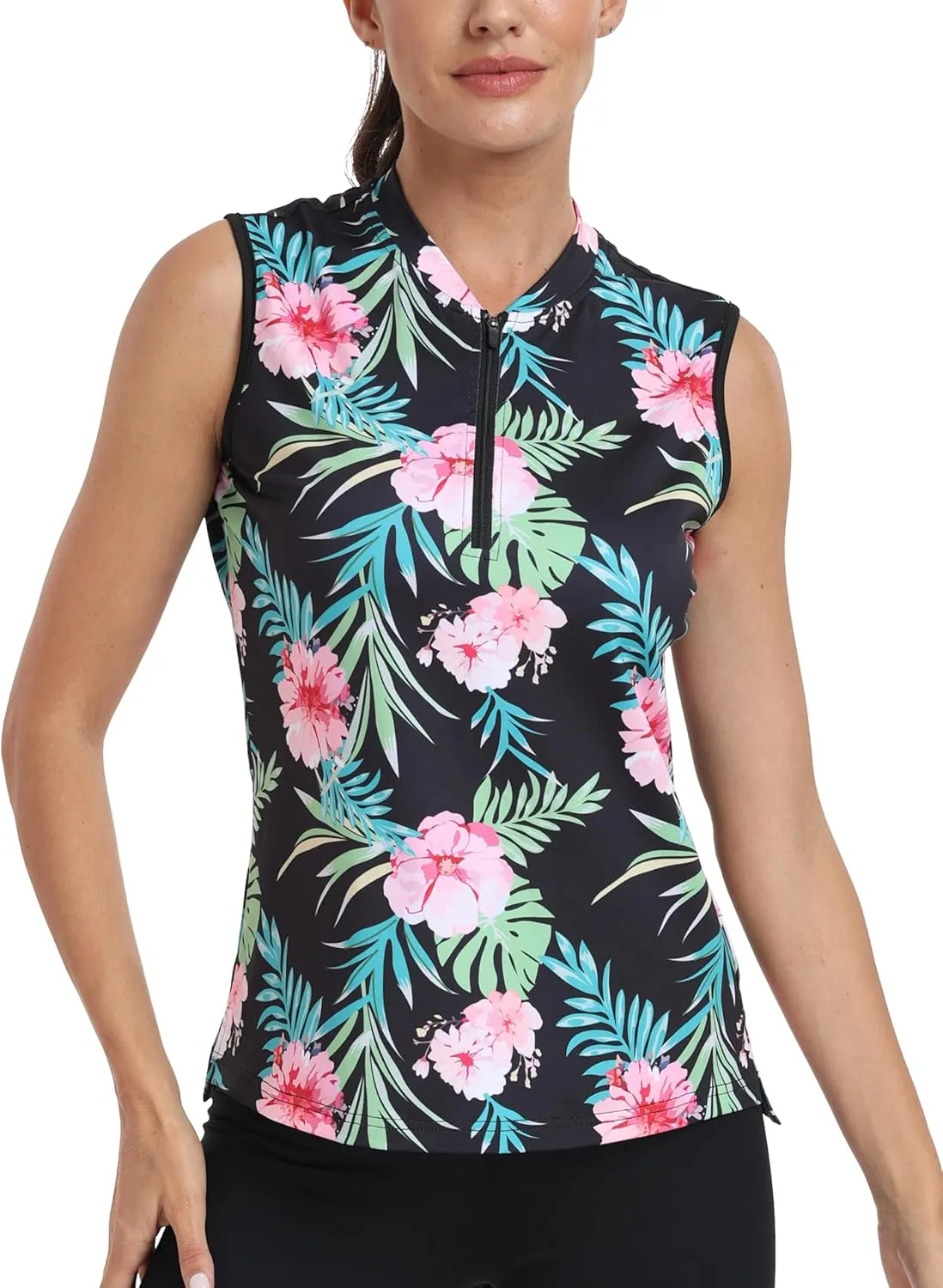 Golf Polo Shirts for Women Slim Fit Woman Sleeveless Sports Shirts Quick Dry Athletic Tank Tops for Tennis Work