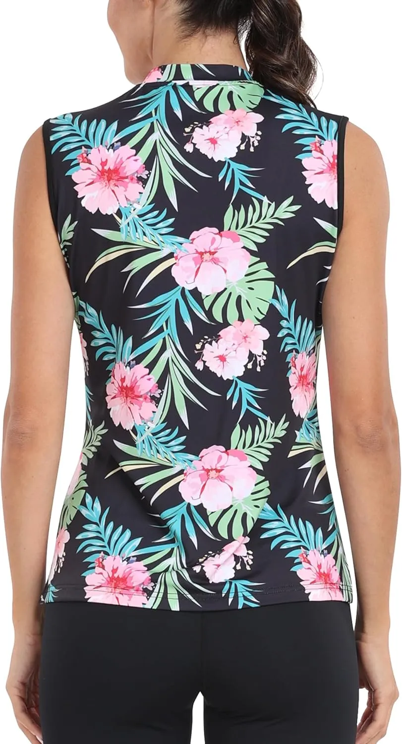 Golf Polo Shirts for Women Slim Fit Woman Sleeveless Sports Shirts Quick Dry Athletic Tank Tops for Tennis Work