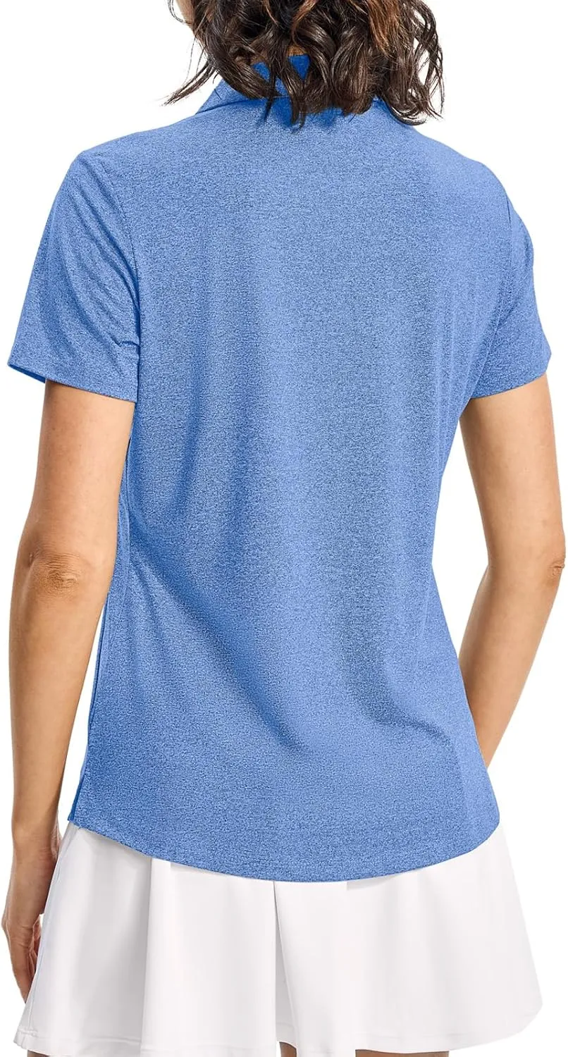 Gopune Women's Short Sleeve Golf Shirts V Neck Collared Tennis Tops Quick Dry UV Protection