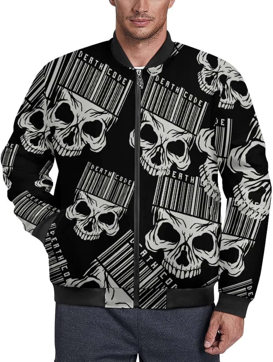 Gothic Sign with Skull Men's Bomber Jacket Lightweight Windbreaker Fashion Spring Fall Coats Casual Jackets for Men