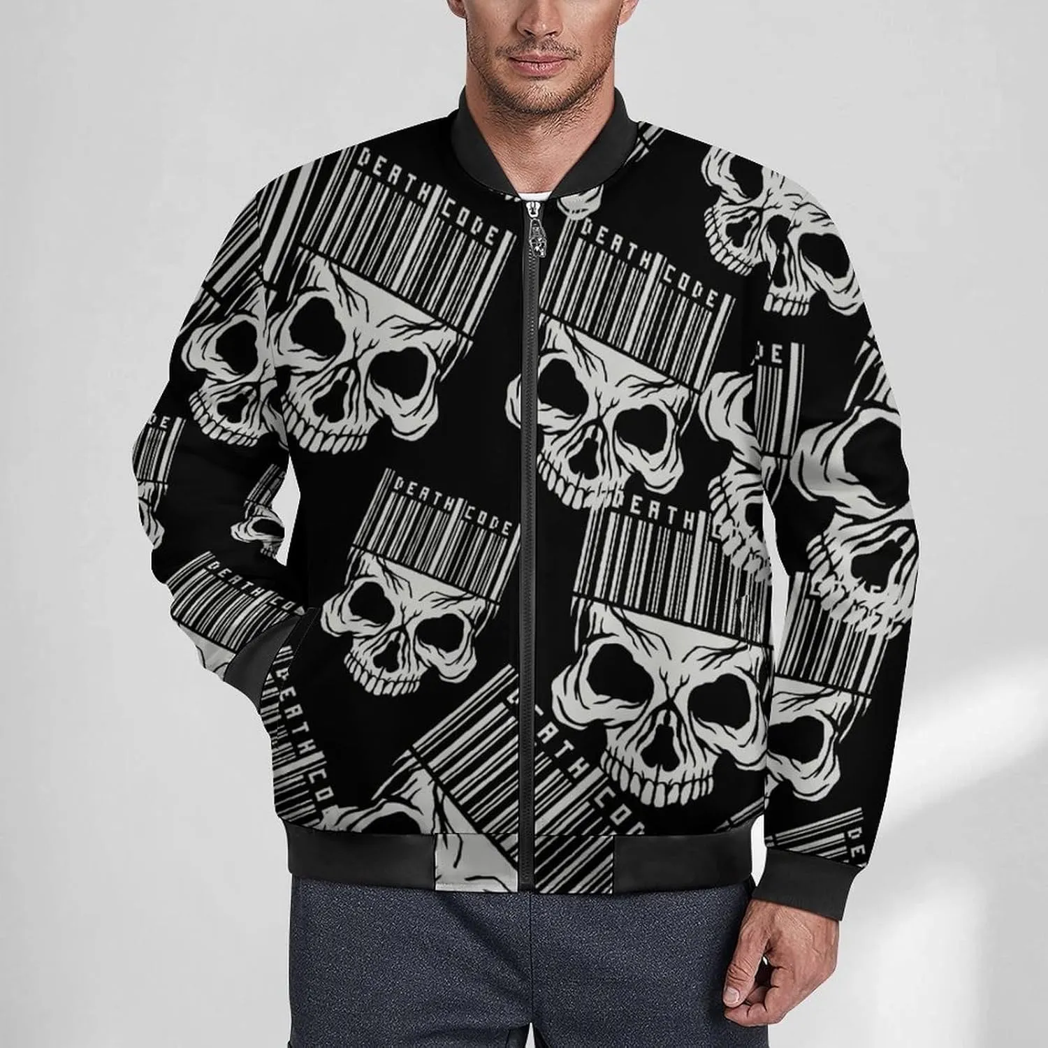 Gothic Sign with Skull Men's Bomber Jacket Lightweight Windbreaker Fashion Spring Fall Coats Casual Jackets for Men