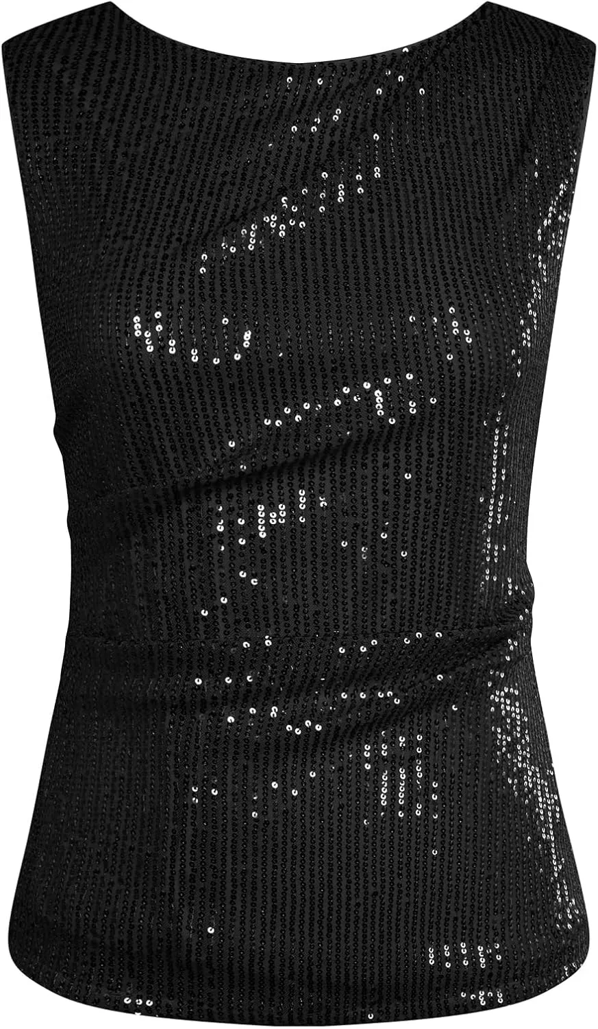 GRACE KARIN Womens Tank Tops Crew Neck Sleeveless Sequin Top Backless Sparkle Shimmer Party Glitter Shirts