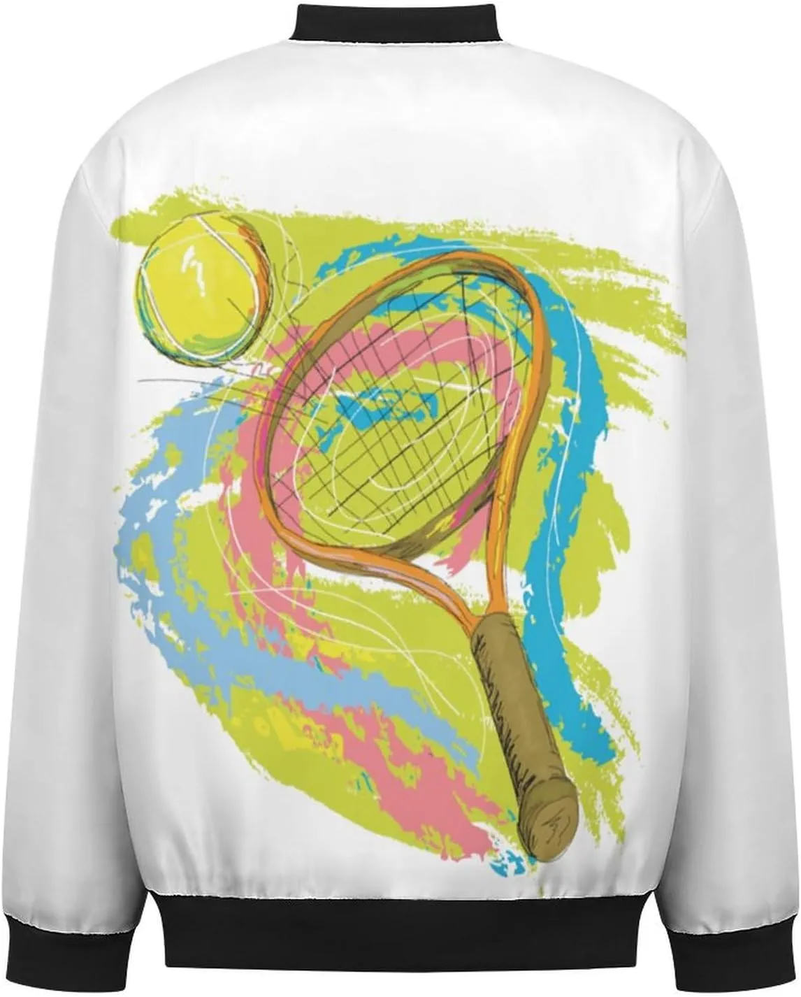Graffiti Tennis Racket Men's Bomber Jacket Lightweight Windbreaker Fashion Spring Fall Coats Casual Jackets for Men