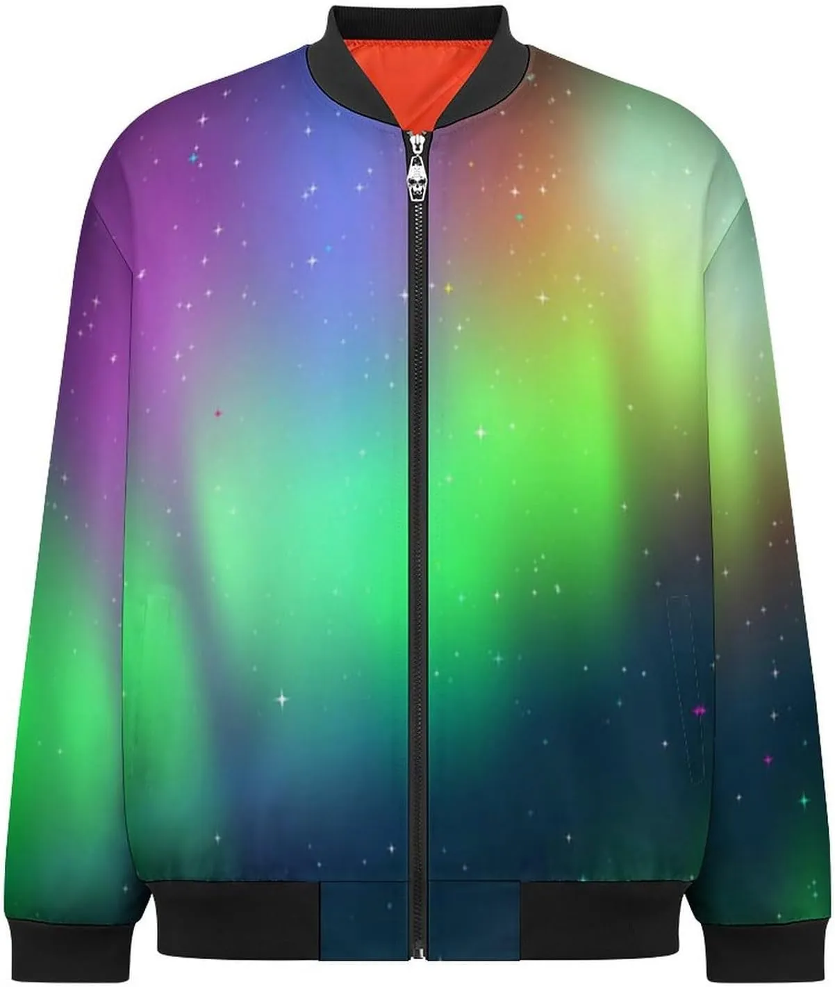 Green Aurora Men's Bomber Jacket Lightweight Windbreaker Fashion Spring Fall Coats Casual Jackets for Men