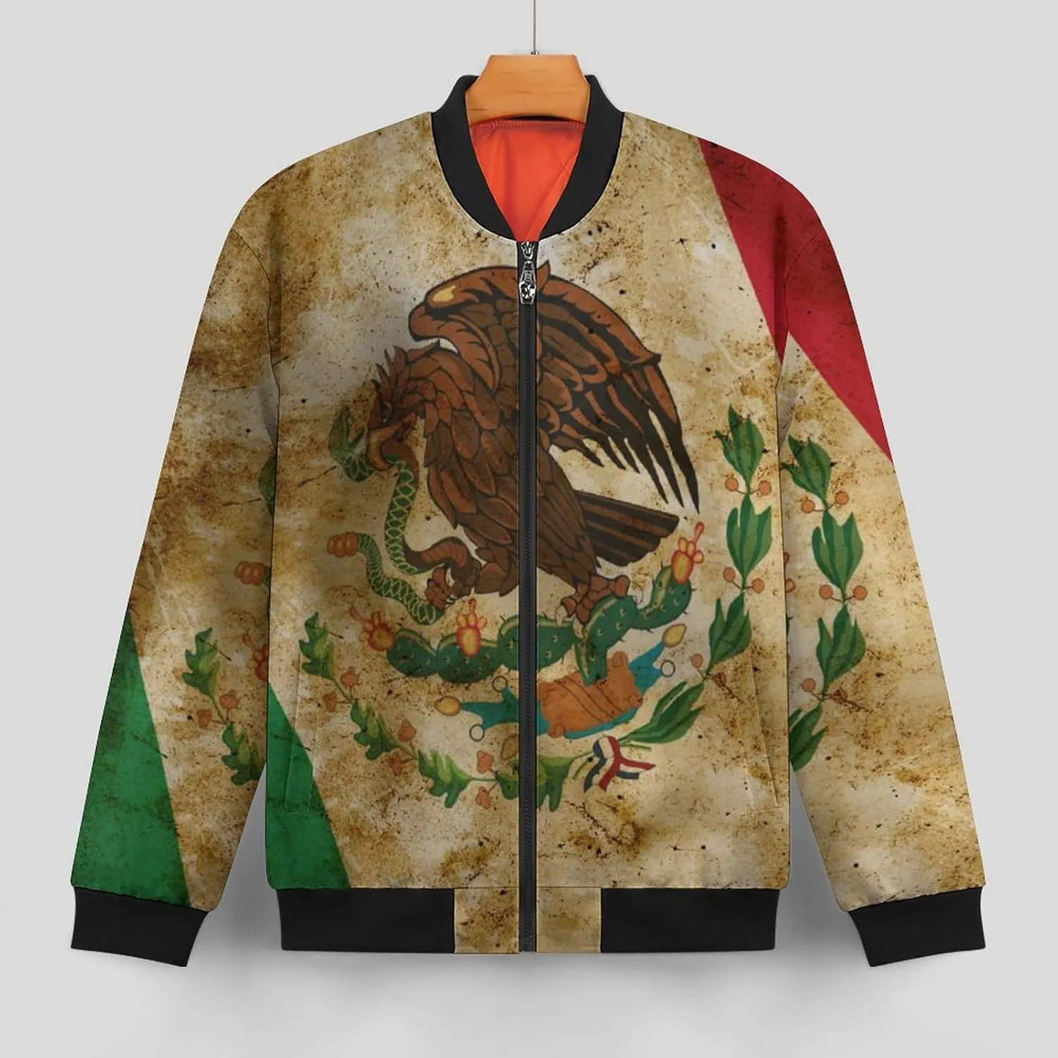 Grunge Flag of Mexico Men's Bomber Jacket Lightweight Windbreaker Fashion Spring Fall Coats Casual Jackets for Men