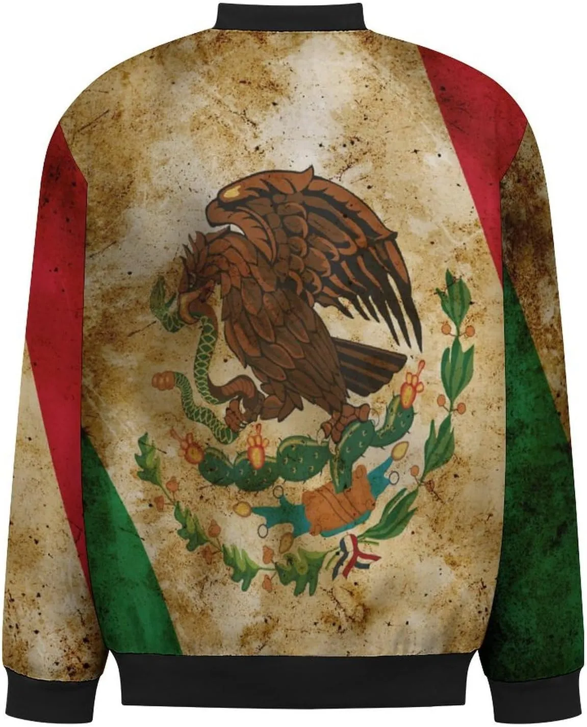 Grunge Flag of Mexico Men's Bomber Jacket Lightweight Windbreaker Fashion Spring Fall Coats Casual Jackets for Men