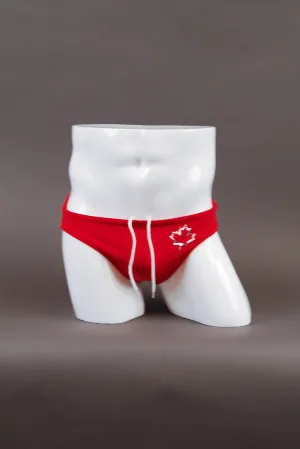 HAC 2" Side Flat Front Swim Brief - Silver Maple Leaf