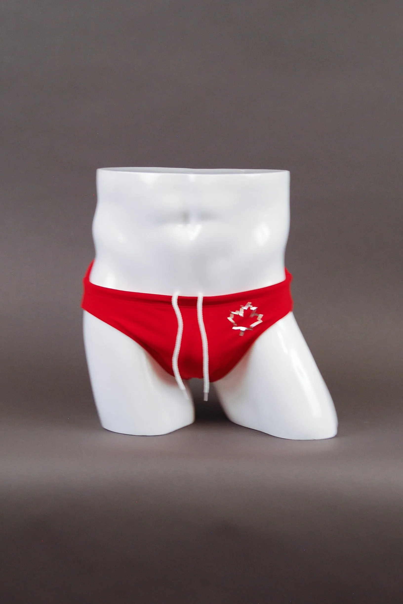 HAC 2" Side Flat Front Swim Brief - Silver Maple Leaf