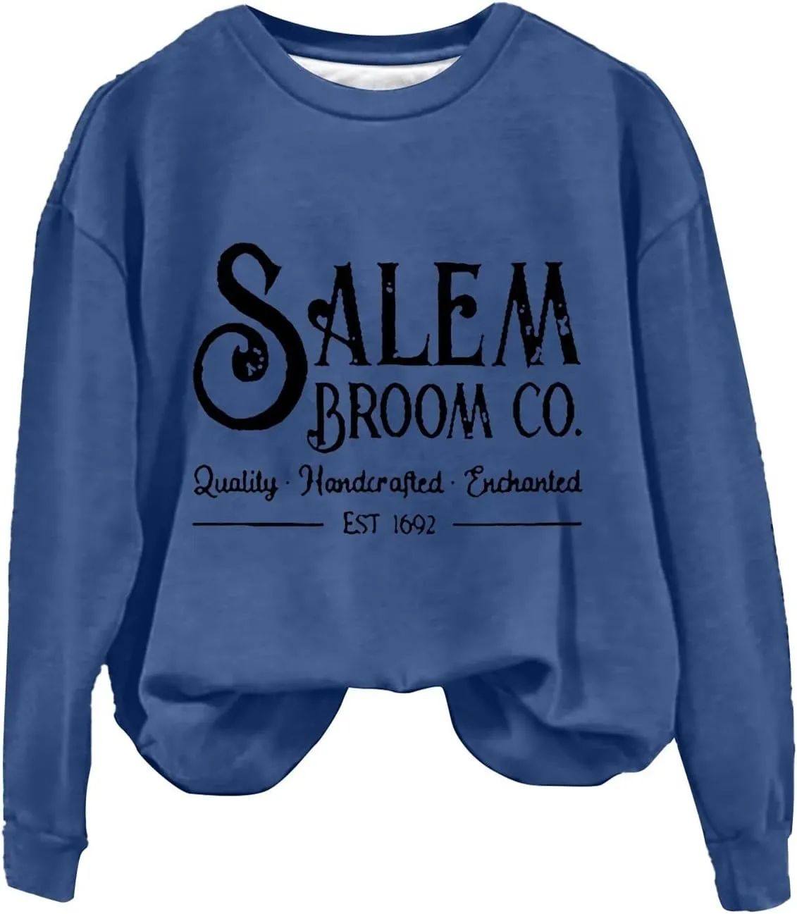 Halloween Sweatshirts for Women 2024 1692 Salem Broom Co Sweatshirt Graphic Crewneck Long Sleeve Hoodies Fall Outfits