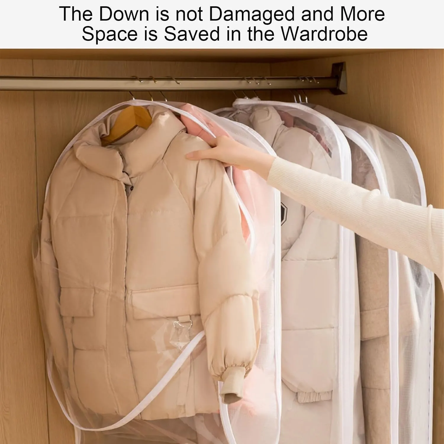 Hanging Garment Bag, Clothes Cover, Side Zipper Design, Large Transparent Window, Suitable for Down Jackets, Coats, Winter Thick Clothes(60x90x15cm x35x6in)