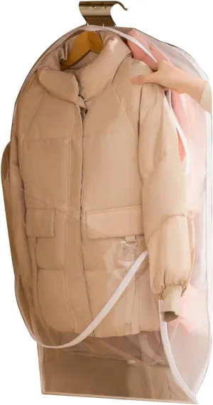Hanging Garment Bag, Clothes Cover, Side Zipper Design, Large Transparent Window, Suitable for Down Jackets, Coats, Winter Thick Clothes(60x90x15cm x35x6in)