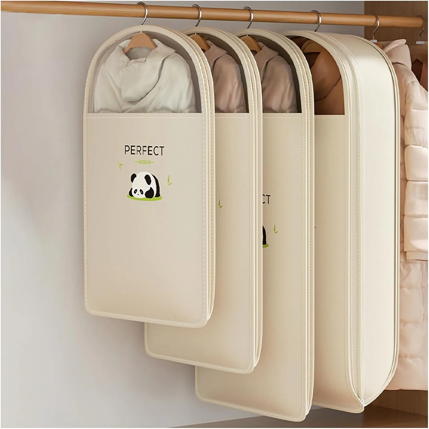 Hanging Garment Bags Save 40% Space, Wardrobe Garment Covers with Zipper Dustproof Suit Bag, Self Compression Clothes Storage Bags for down Jacket(Size:110cm-1Pcs)
