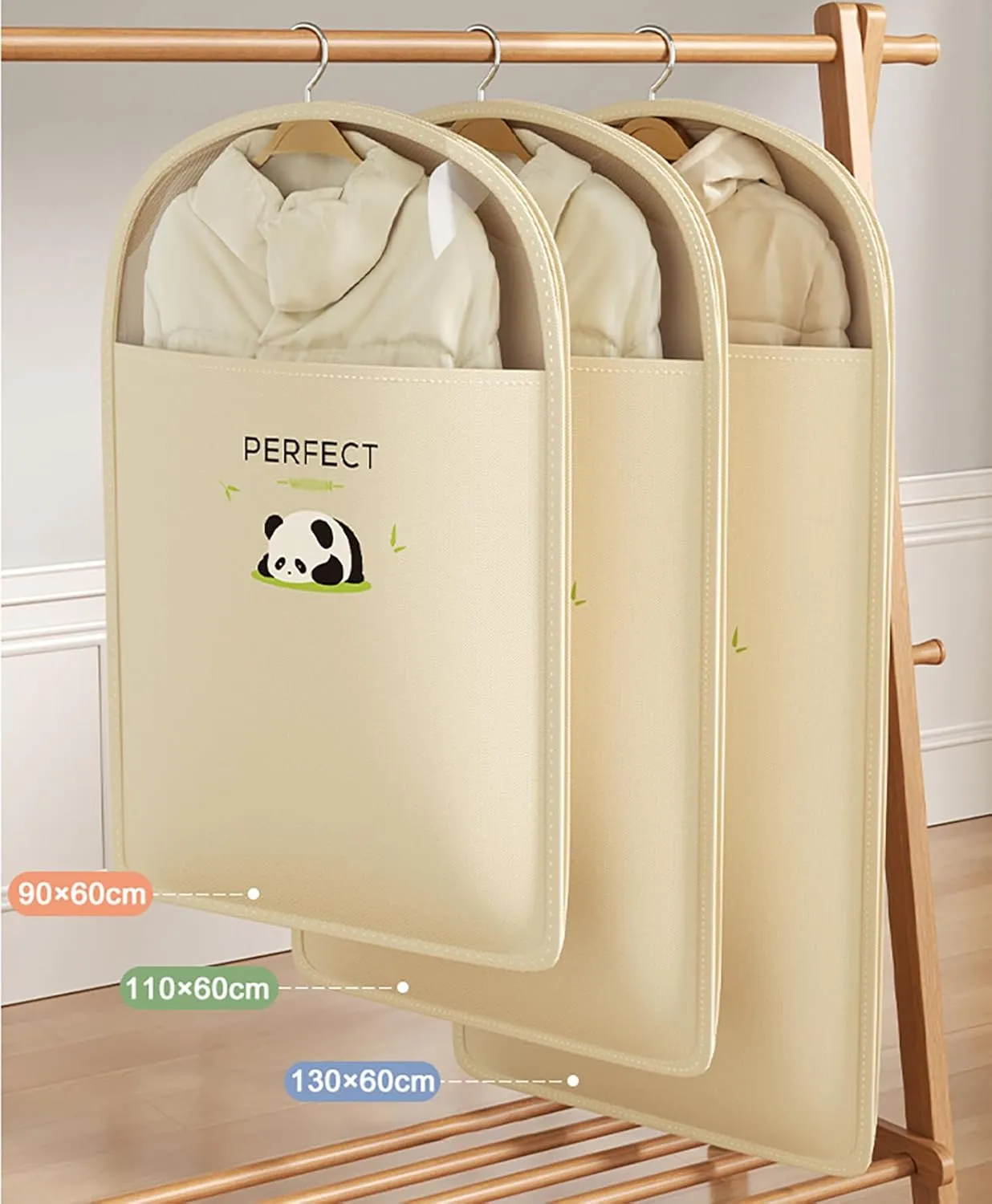 Hanging Garment Bags Save 40% Space, Wardrobe Garment Covers with Zipper Dustproof Suit Bag, Self Compression Clothes Storage Bags for down Jacket(Size:110cm-1Pcs)