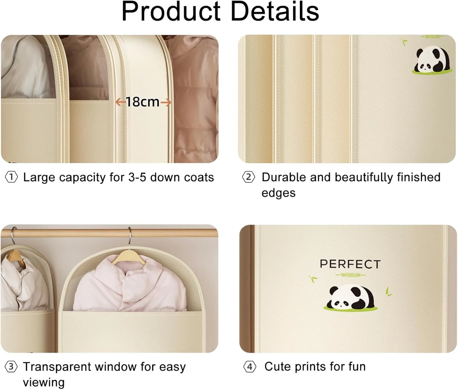 Hanging Garment Bags Save 40% Space, Wardrobe Garment Covers with Zipper Dustproof Suit Bag, Self Compression Clothes Storage Bags for down Jacket(Size:110cm-1Pcs)