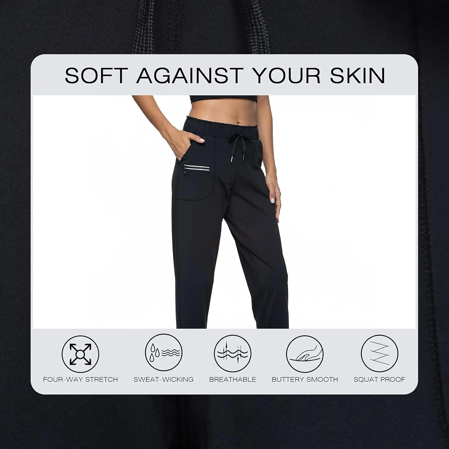 Haowind Joggers for Women with Pockets Elastic Waist Workout Sport Gym Pants Comfy Lounge Yoga Running Pants