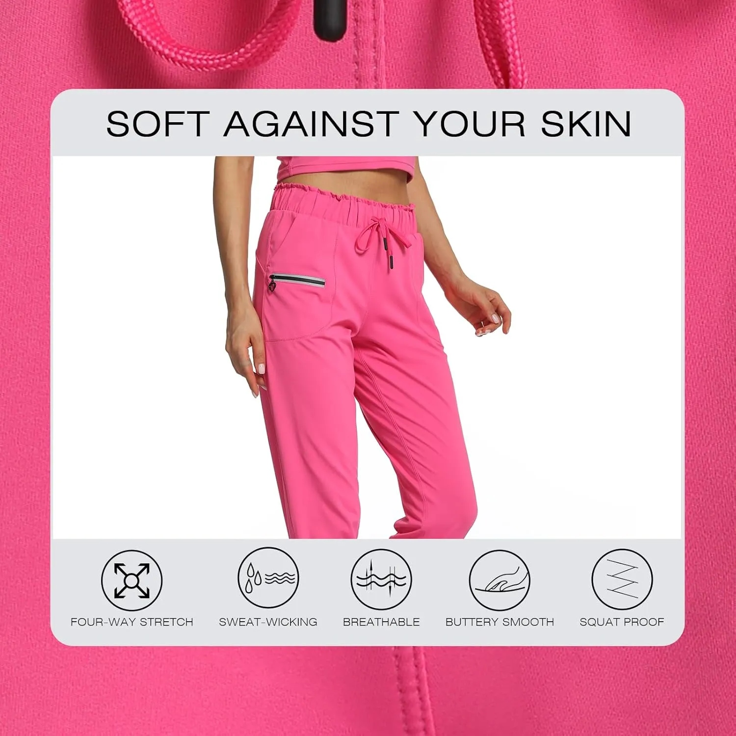 Haowind Joggers for Women with Pockets Elastic Waist Workout Sport Gym Pants Comfy Lounge Yoga Running Pants