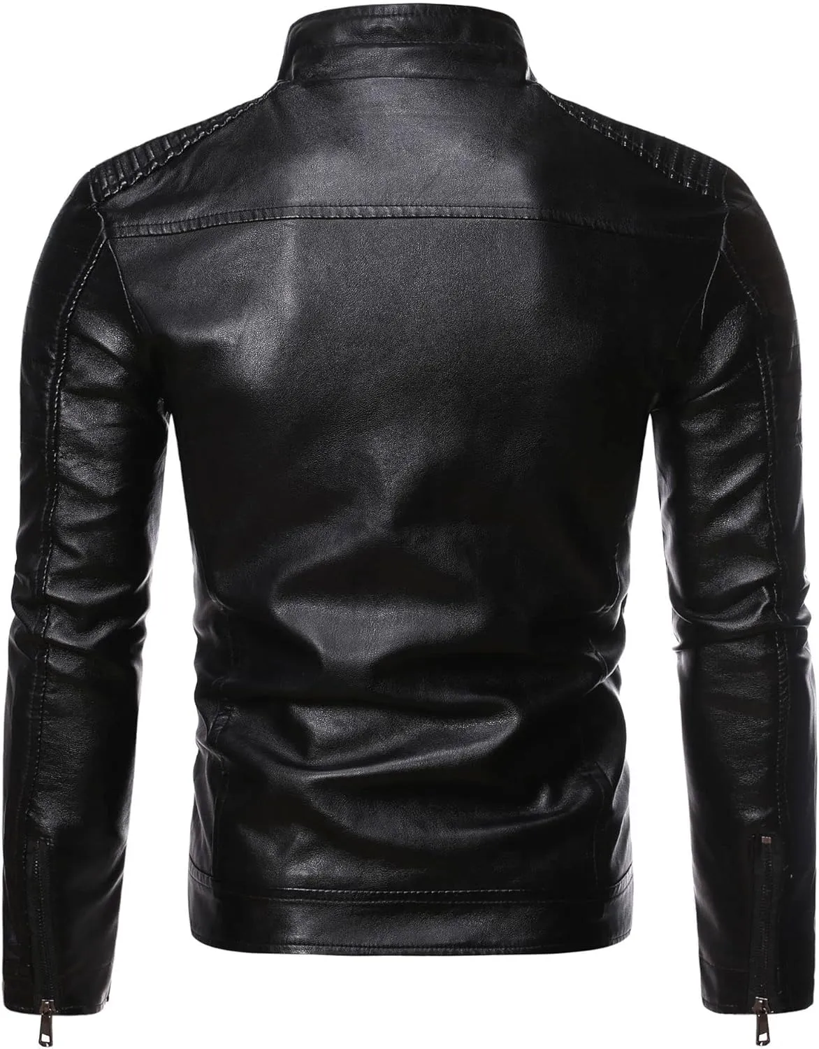 hathne Men's Leather Jacket Faux Leather Motorcycle Jacket Casual Lightweight Zipper Up Vintage Outwear