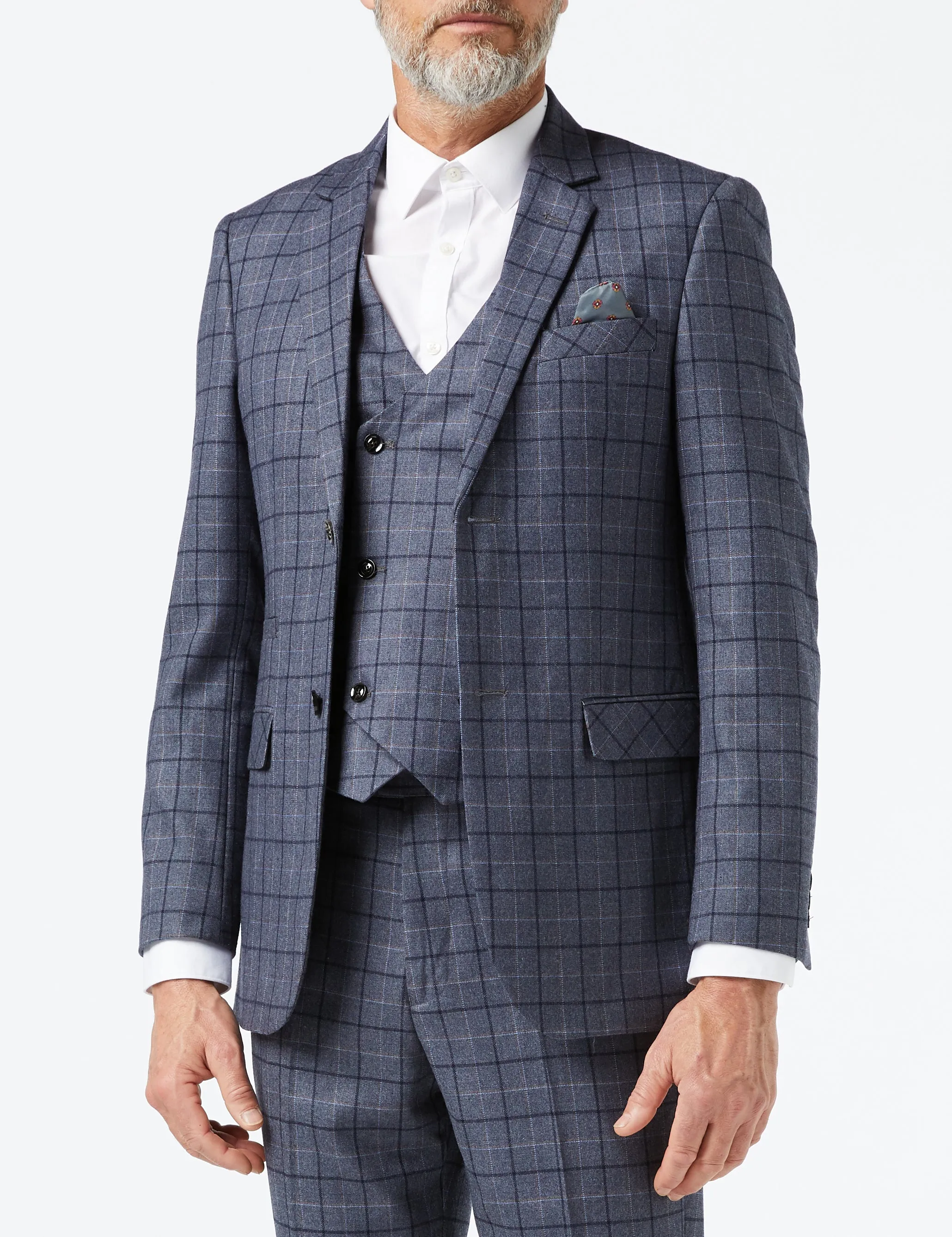 HECTOR - Grey Windowpane Check Suit