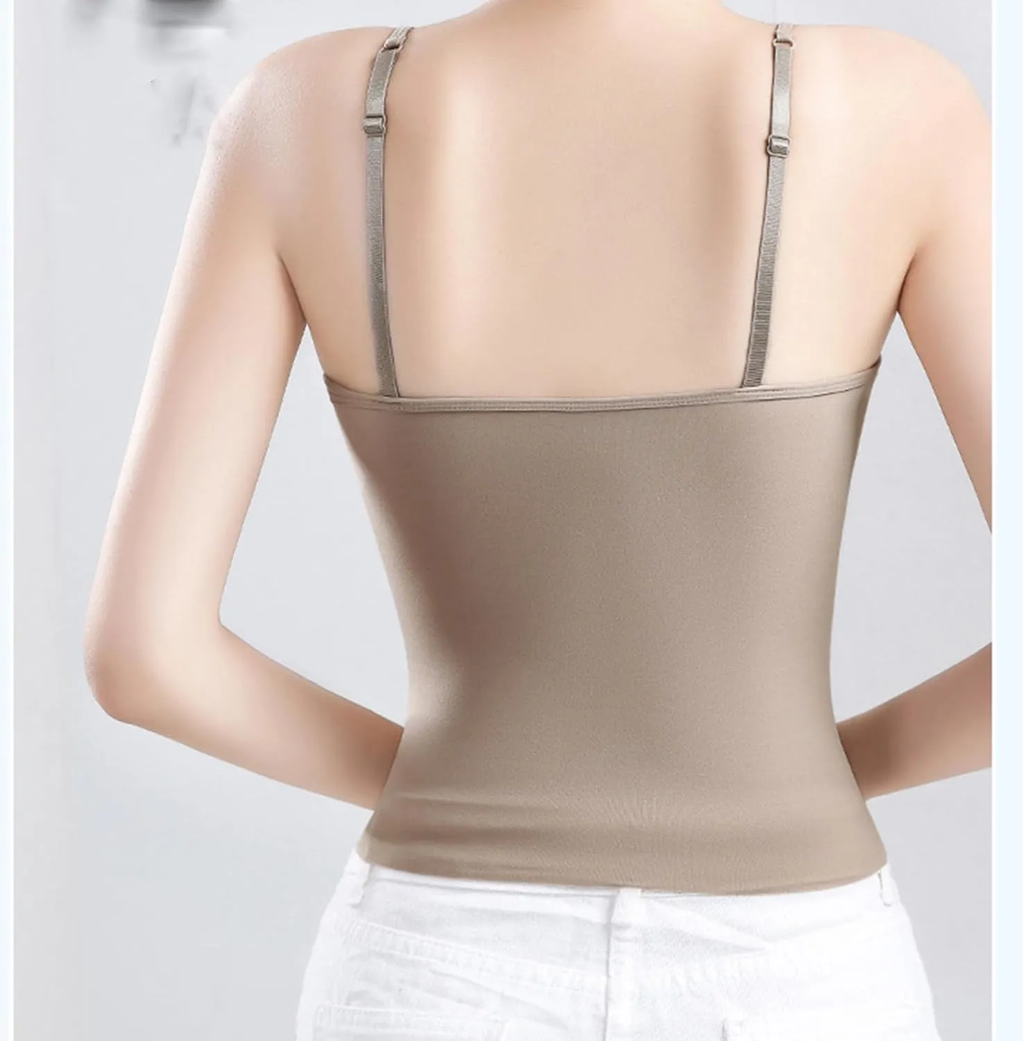 HGps8w Plus Size Self Bra Tank Tops for Women Sexy Strappy Spaghetti Strap Sleeveless Camisole 2025 Summer Going Out Blouse