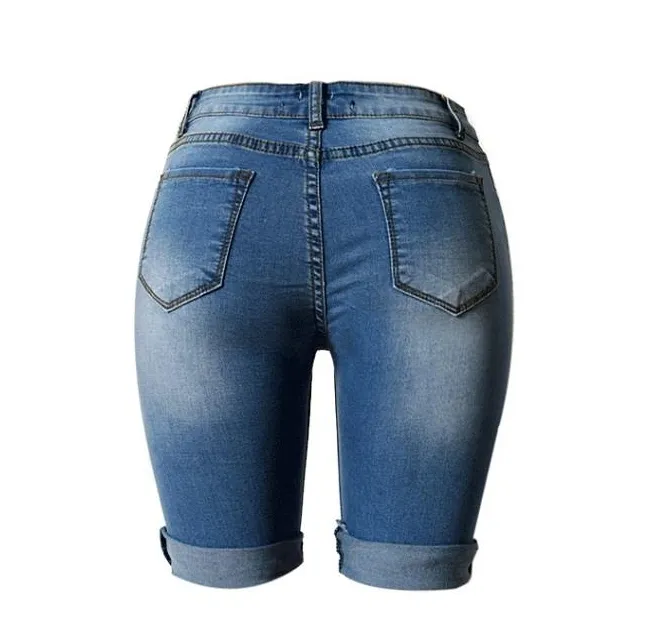 High Waist Slim Fit Denim Shorts - GlamzLife