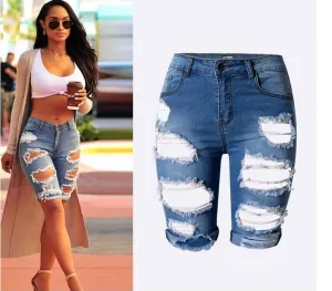 High Waist Slim Fit Denim Shorts - GlamzLife