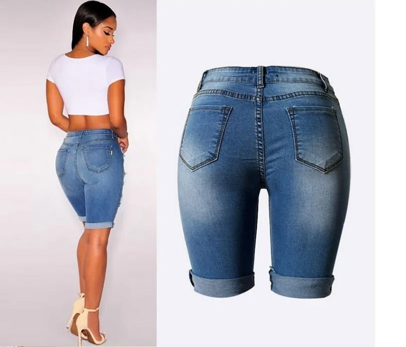 High Waist Slim Fit Denim Shorts - GlamzLife