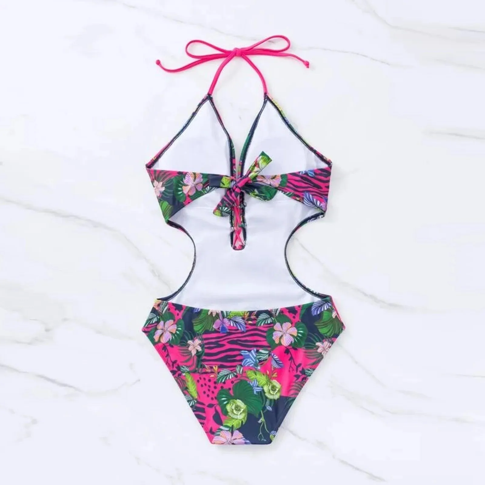 High Waisted Bikini Sets For Women One Piece Swimsuit Crisscross Strappy Tassel Closure Waist Leaky Back Buckle Bikini Sexy
