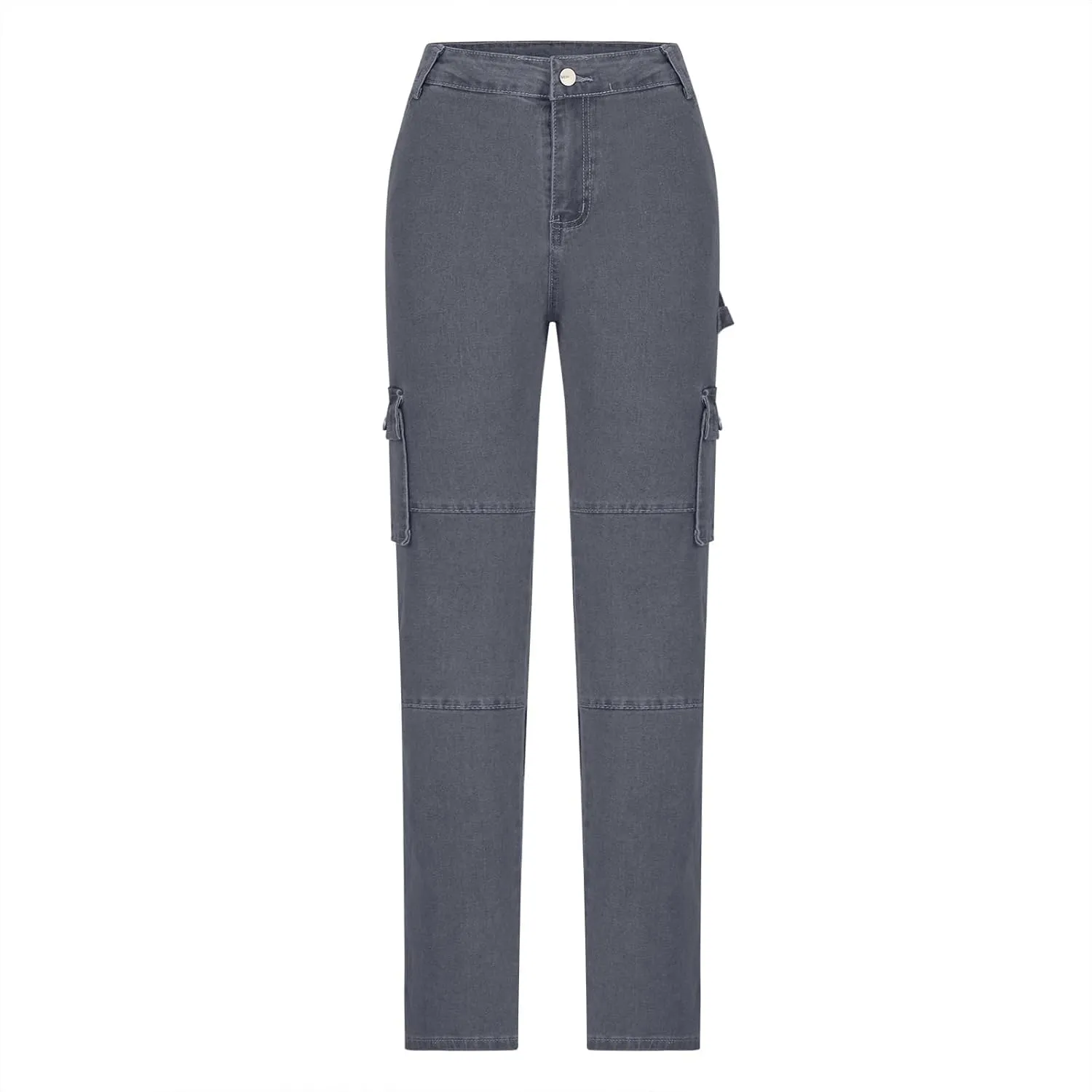 High Waisted Cargo Pants for Women Casual Baggy Cargo Jeans Straight Wide Leg Trousers Stretchy Pants with Pockets