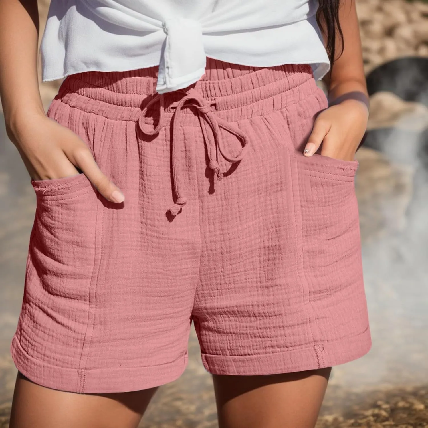 Hiking Cargo Shorts for Women Quick Dry Athletic Shorts for Camping Golf Summer Casual Shorts with Pockets