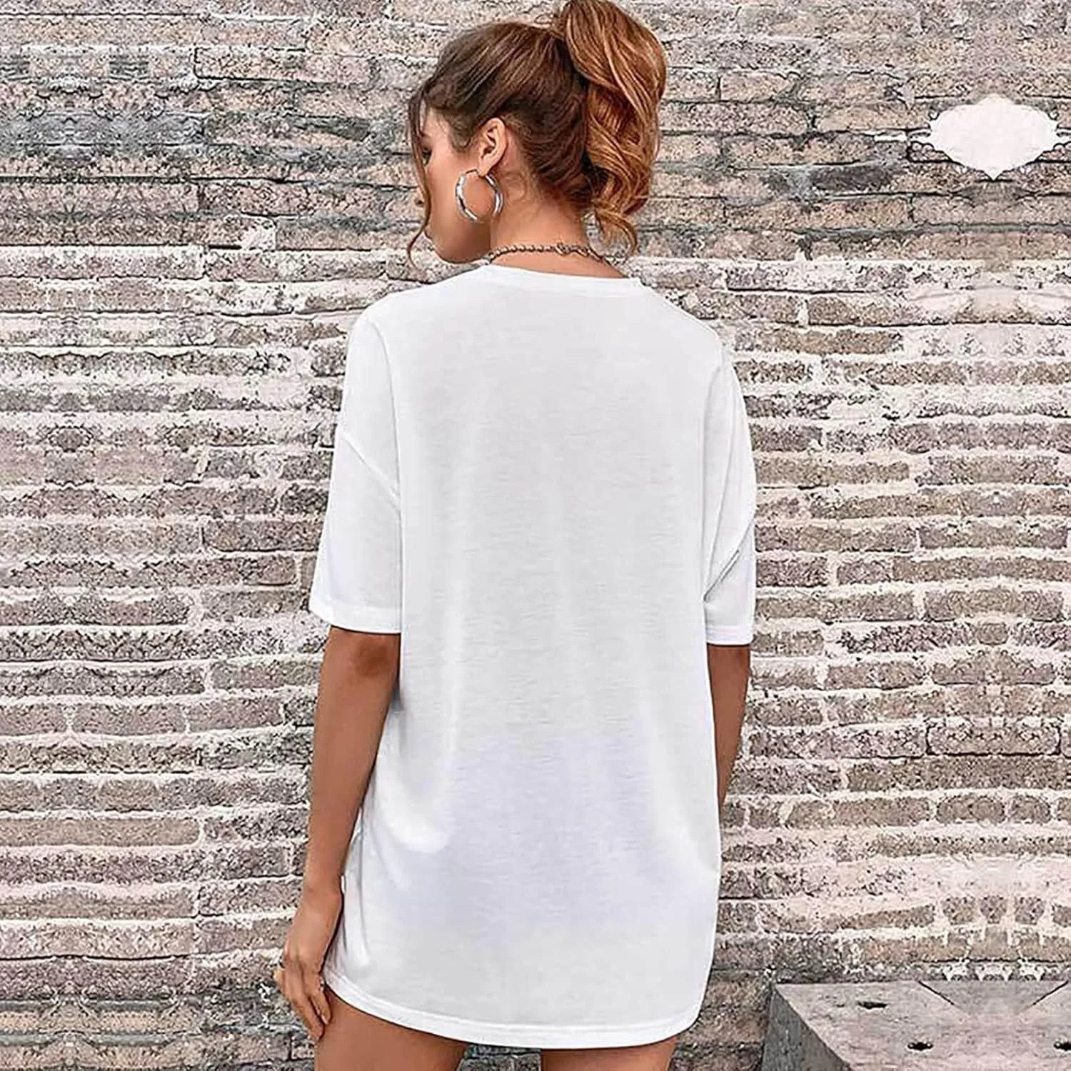 hlysgo Summer Mini Dress for Women Casual Loose Fit Short Sleeve Crew Neck T-Shirt Dresses Trendy Ladies Short Tunic Dress