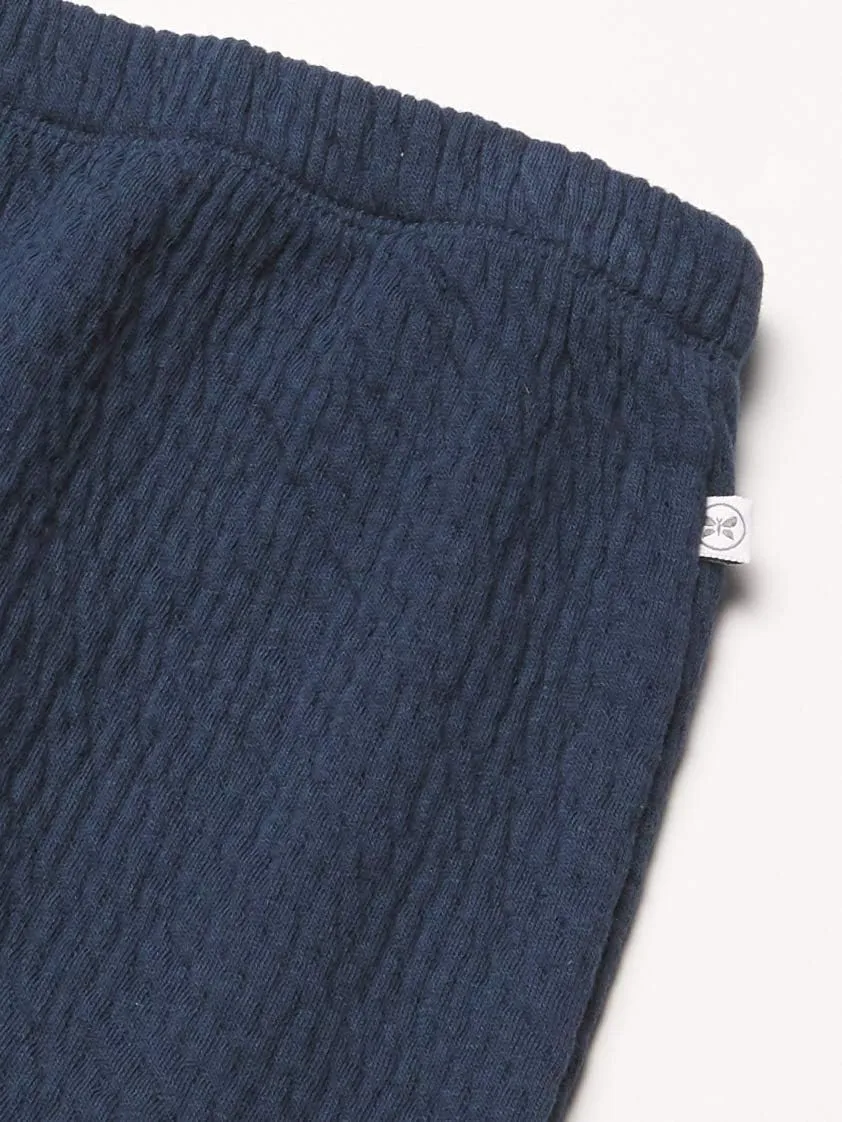 HonestBaby Matelasse Harem Pants Cozy Roomy Fit Pull on Bottoms 100% Organic Cotton for Infant Baby Boys, Girls, Unisex