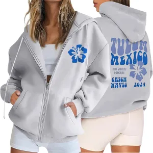 Hoodies Y2k Letter Graphic Hoodies for Women 2024 Preppy Sweatshirts Long Sleeve Drawstring Zipper Pockets Pullover