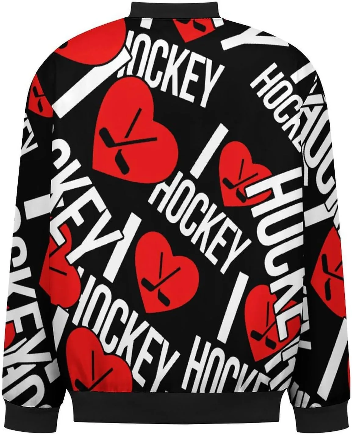 I Love Hockey Men's Bomber Jacket Lightweight Windbreaker Fashion Spring Fall Coats Casual Jackets for Men